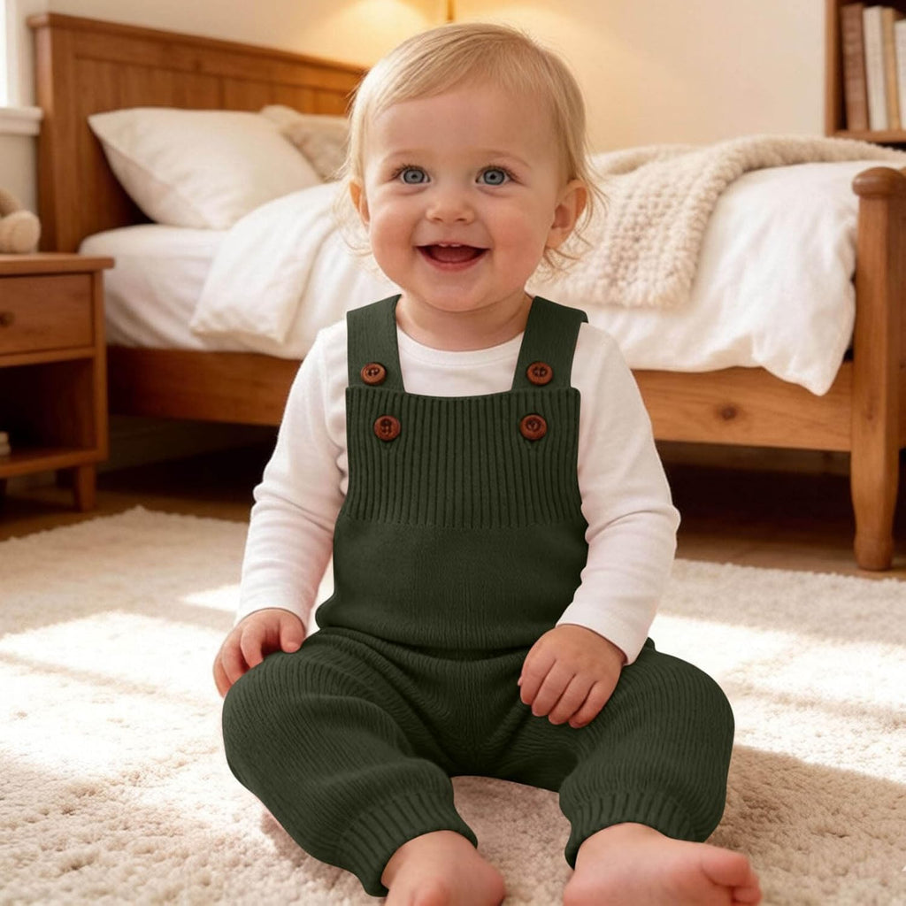 Baby Sweater Romper Knit Solid Color Clothes Suspender Pants Cute Overalls Jumpsuit with Shoulder Straps