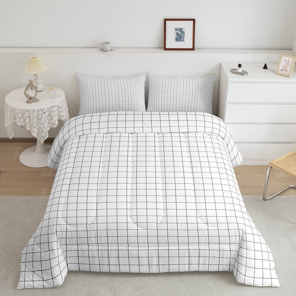 Buffalo Plaid Comforter Set Reversible Black Gray White