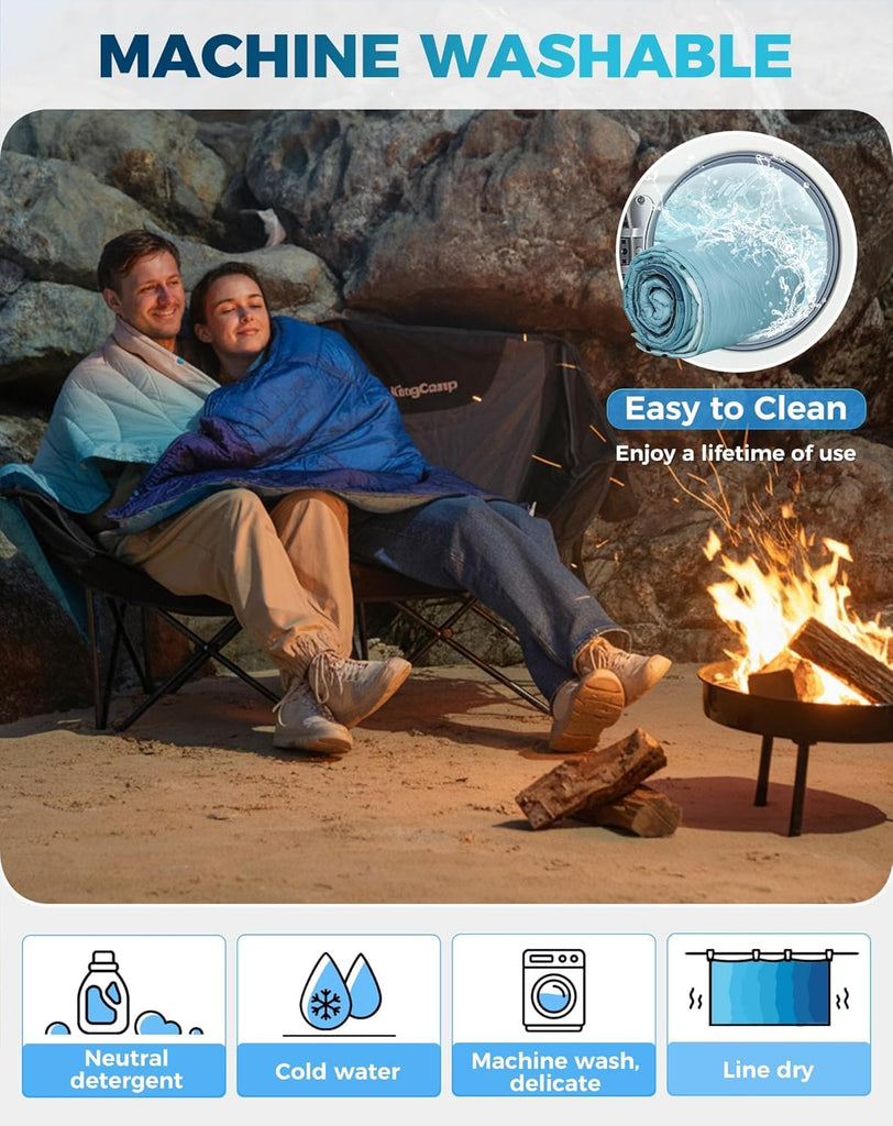 Ultralight Camping Blanket, Wearable Packable Blanket Cyan 79"x57"