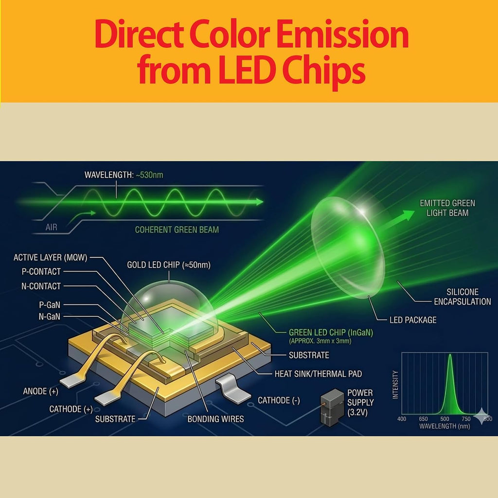 Full Glass LED PAR38 Green Flood Bulb, Direct True LED Color