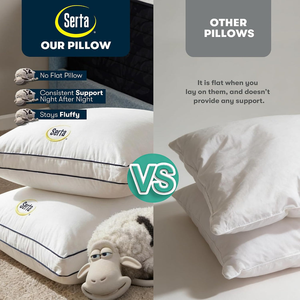 Hotel Collection Bed Pillows Queen/Standard Size Set of 2, 18"x26" | 400 Thread Count 100% Cotton Cover, Medium Soft