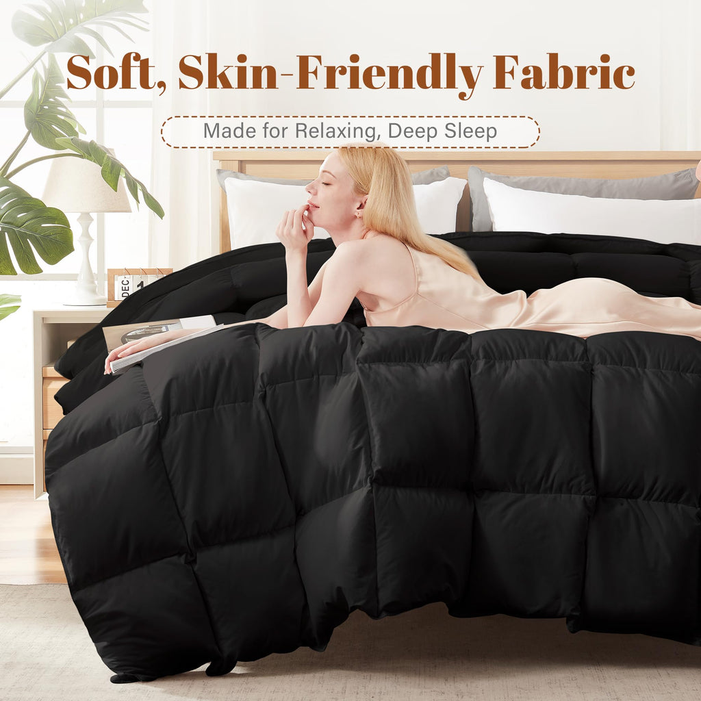 Feather and Down Fiber Comforter Insert, 100% Cotton Cover