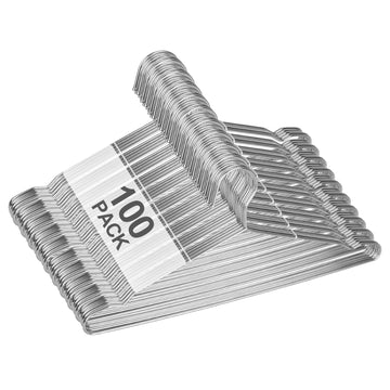 Heavy Duty 100 Pack Clothes Hangers, 16" Stainless Steel Metal
