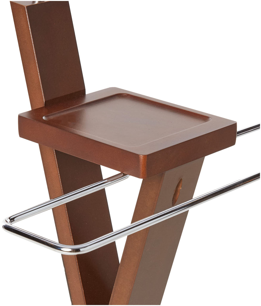 Josh Freestanding Wooden Valet Stand Organizer with Tray, Hanger, Trouser Bar, Walnut