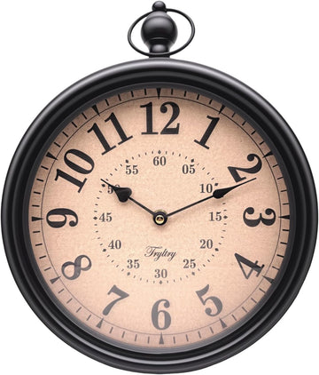 Retro Round Wall Clock Metal Vintage Antique Wall Clocks Battery Operated Old Design Style for Kitchen