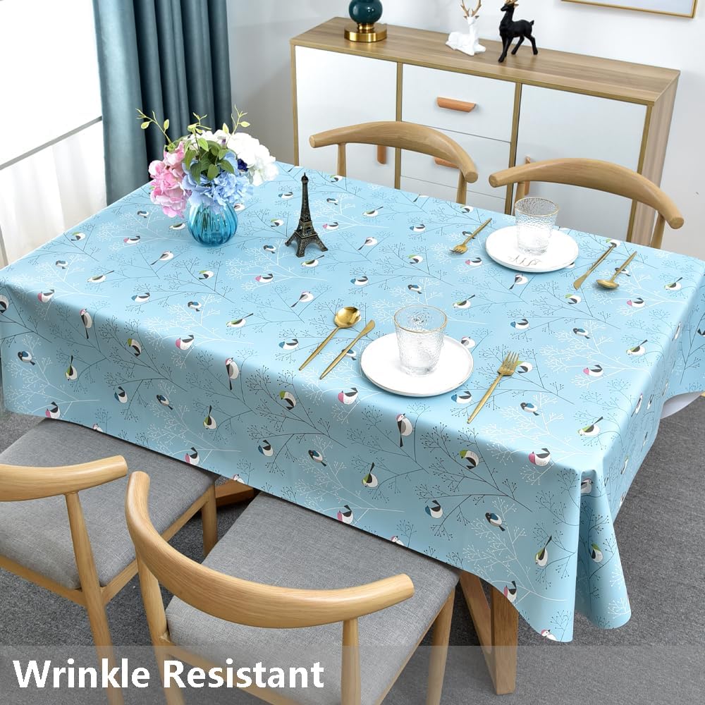 Heavy Duty Vinyl Tablecloth with Flannel Backing Plastic Tablecloths for Rectangle Tables Oilcloth Waterproof Outdoor