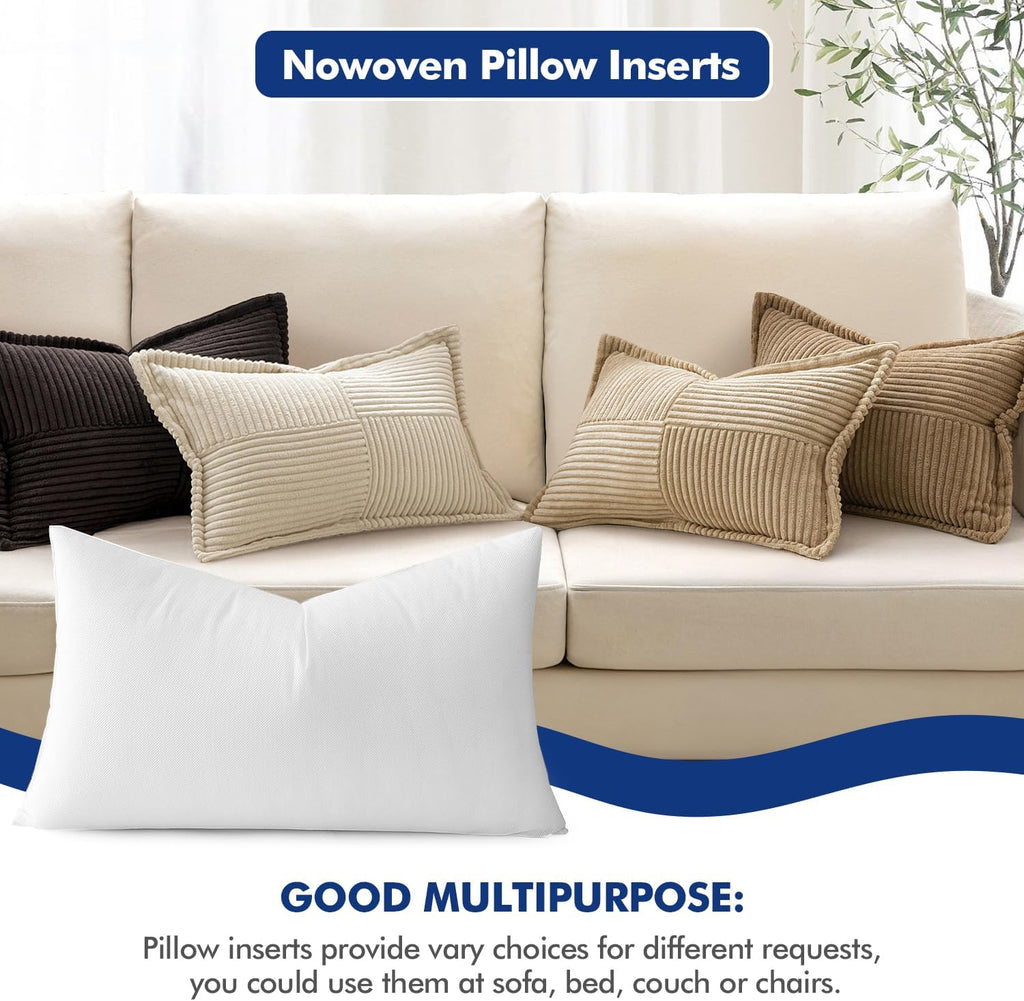 12x20 Pillow Inserts, Rectangle Decorative Throw Pillows - Set of 2