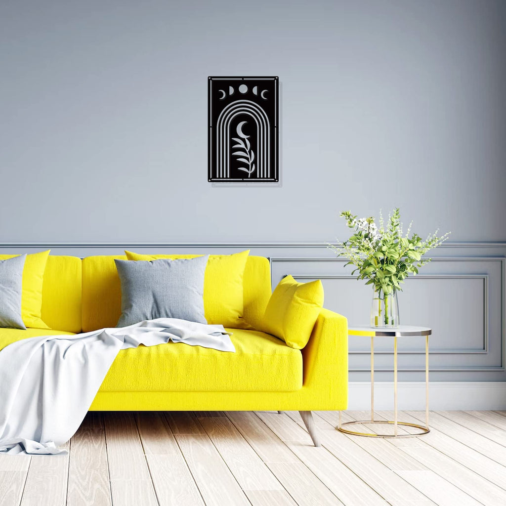 Boho Metal Wall Art Decor, Minimalist Boho Abstract Wall Hanging Decor Phase Wall Art Silhouette Wall Art Living Room
