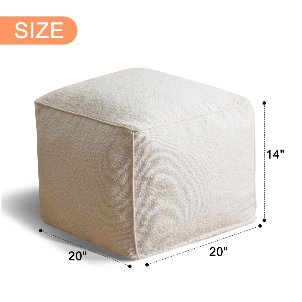 Pouf Ottoman Stuffed Modern Foam Filled Foot Rest Poufs Chair Decorative 20 X 15 Inches Boho Relax Stool Floor Poufs