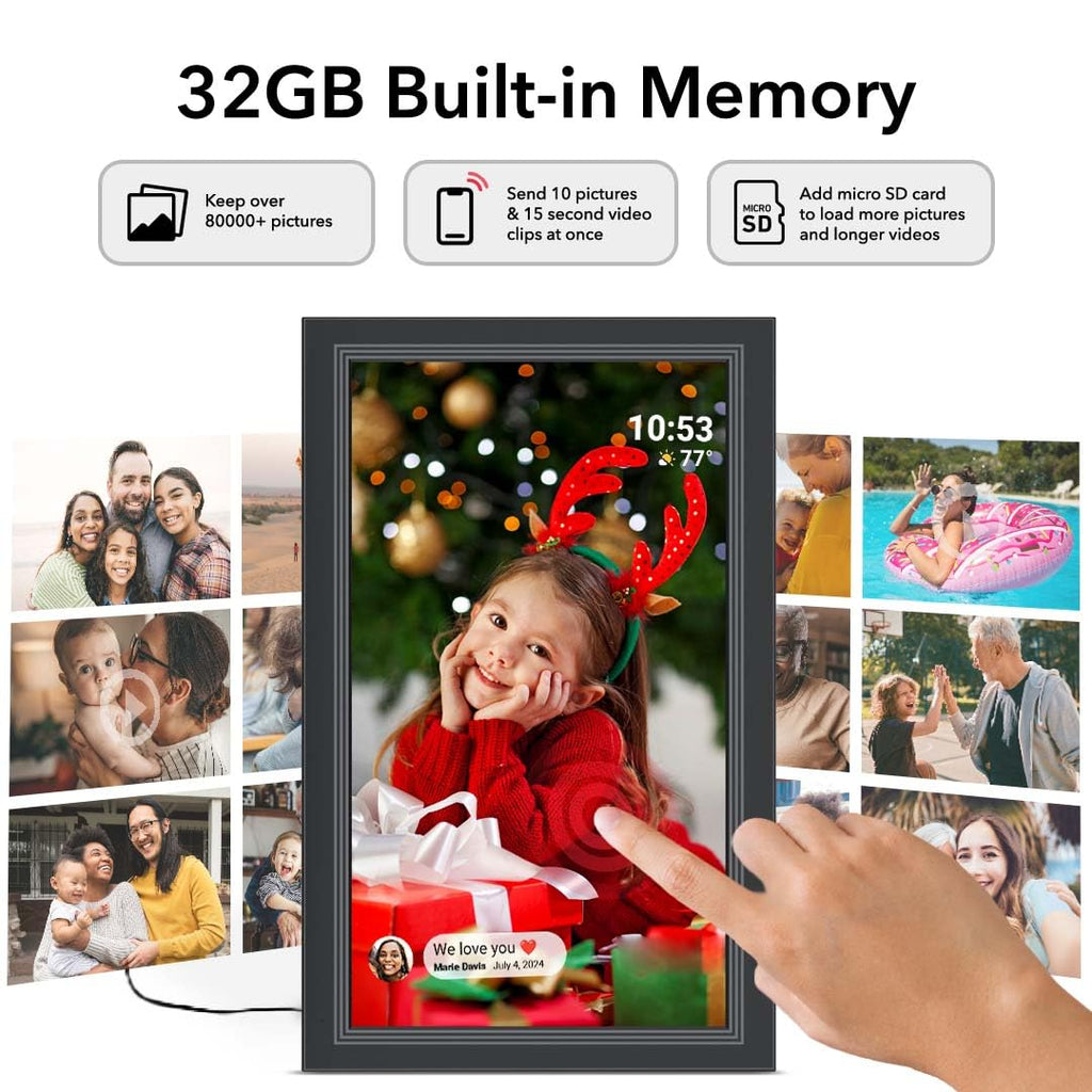 Digital Picture Frame- 15.6inch Digital Photo Frame with 1920 * 1080 IPS Touch Screen HD Disply, Built-in 32GB
