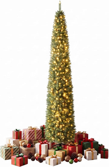 Pre-Lit Pencil Christmas Tree, Slim Artificial Xmas Tree