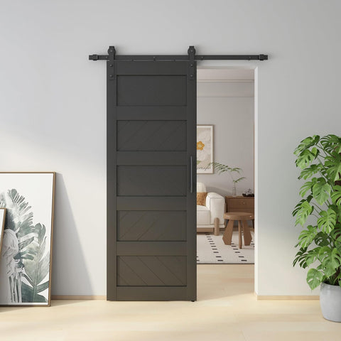 30" x 80" Barn Doors, Slding Barn Door Kit Wave Shape Door Panel with Hardware Kit Include, MDF Boar