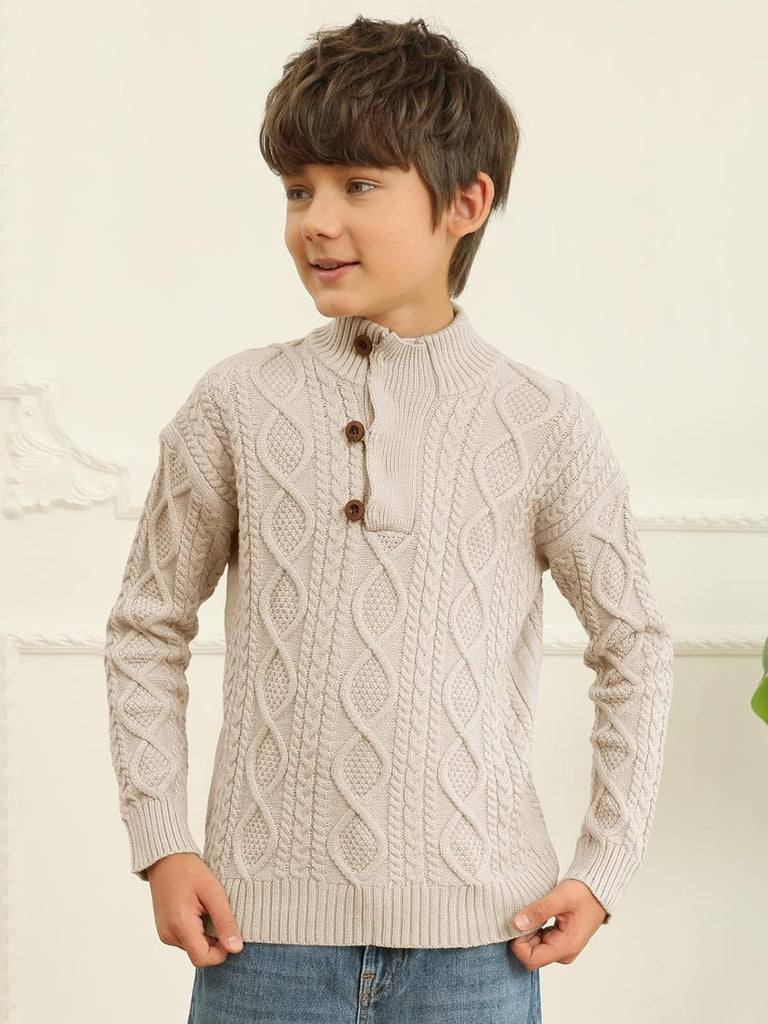 Boys Sweaters Kids Turtleneck Cable Knit Pullover Sweater Tops