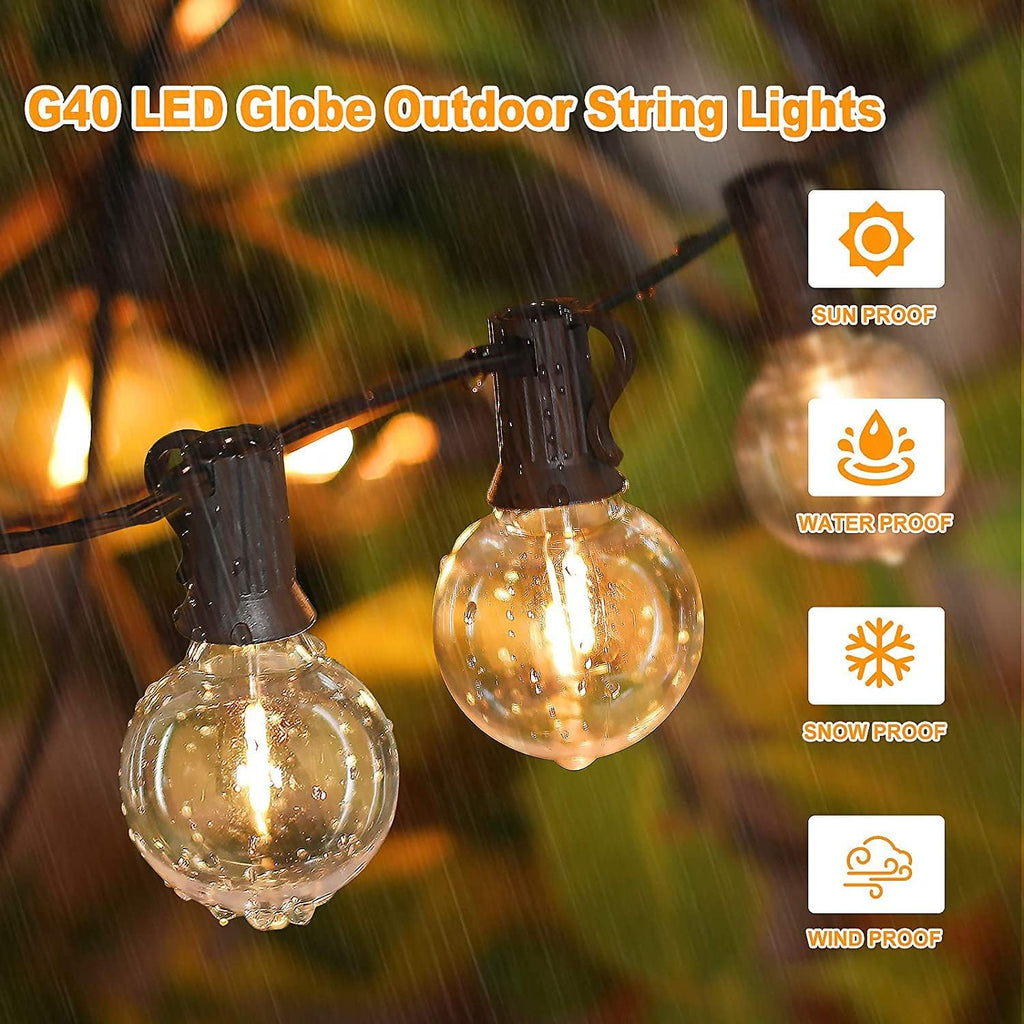 200ft(100*2) Outdoor G40 LED Globe String Lights Dimmable Waterproof