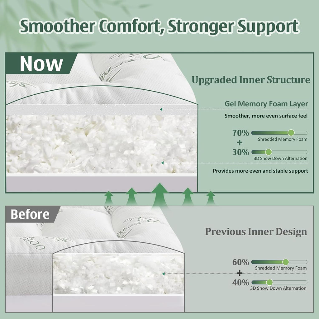 3 Inch Queen Mattress Topper, Breathable Bamboo Viscose Air Layer | Cooling Memory Foam Mattress Topper for Back Pain