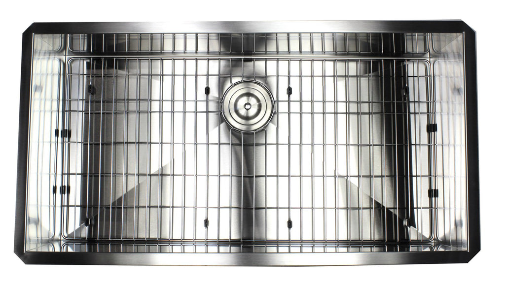 36 Inch Zero Radius Design 16 Gauge Undermount Single Bowl Stainless Steel Kitchen Sink Premium Package