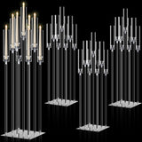 Tessco 4 Set 9 Arm Acrylic Candelabra Candle Holder 42.5'' Clear Candelabra Centerpieces, Candlesticks Holder with
