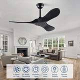 42 Inch Solid Wood Ceiling Fan with Remote,Black Ceiling Fan no Light,6 Speeds,Noiseless,Reversible DC Motor,Modern Ceiling Fans without Lights for Outdoor Indoor Bedroom Farmhouse,Patios A101-B0CG69D1ZZ