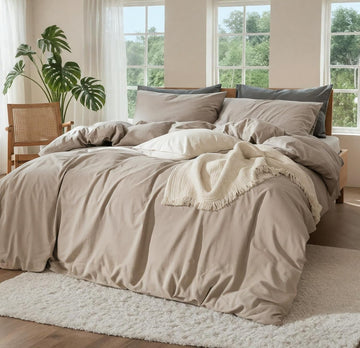 100% Pure Linen Blend 4 Piece Sheet Set, Cooling and Breathable Flax Bed Sheets for Hot Sleepers, All Season Comfort