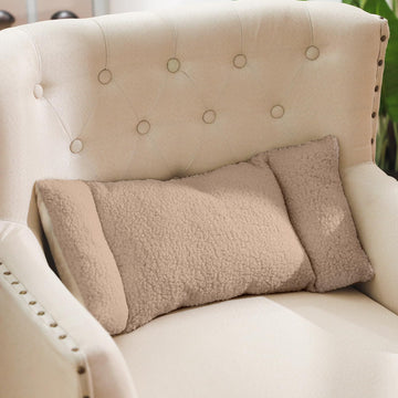Fleece Lumbar Support Pillow 3 Section Back Pillow, Light Camel