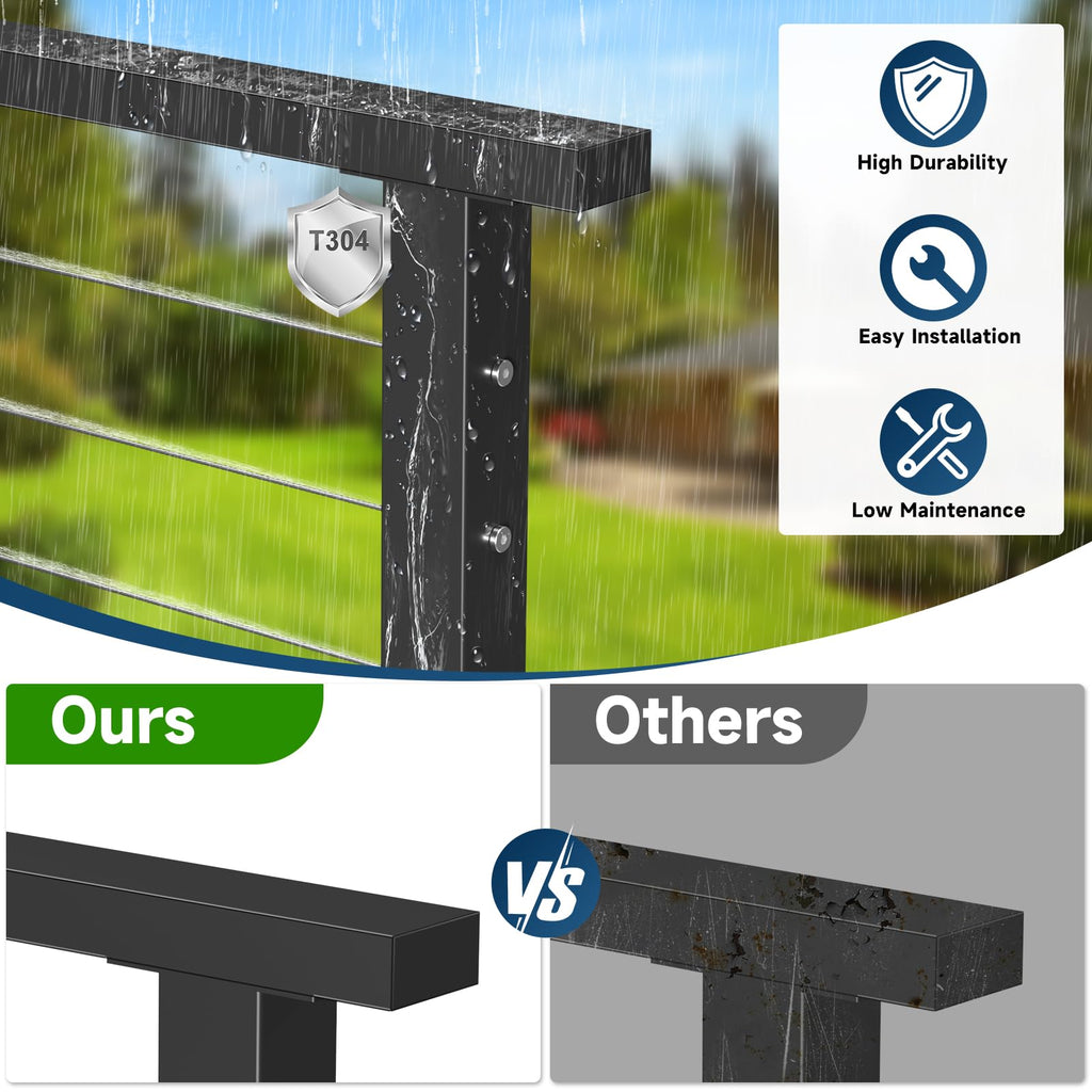 5FT Black Stainless Steel Cable Railing Handrail with POM Connector