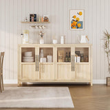 Sideboard Buffet Cabinet with 4 Glass Doors