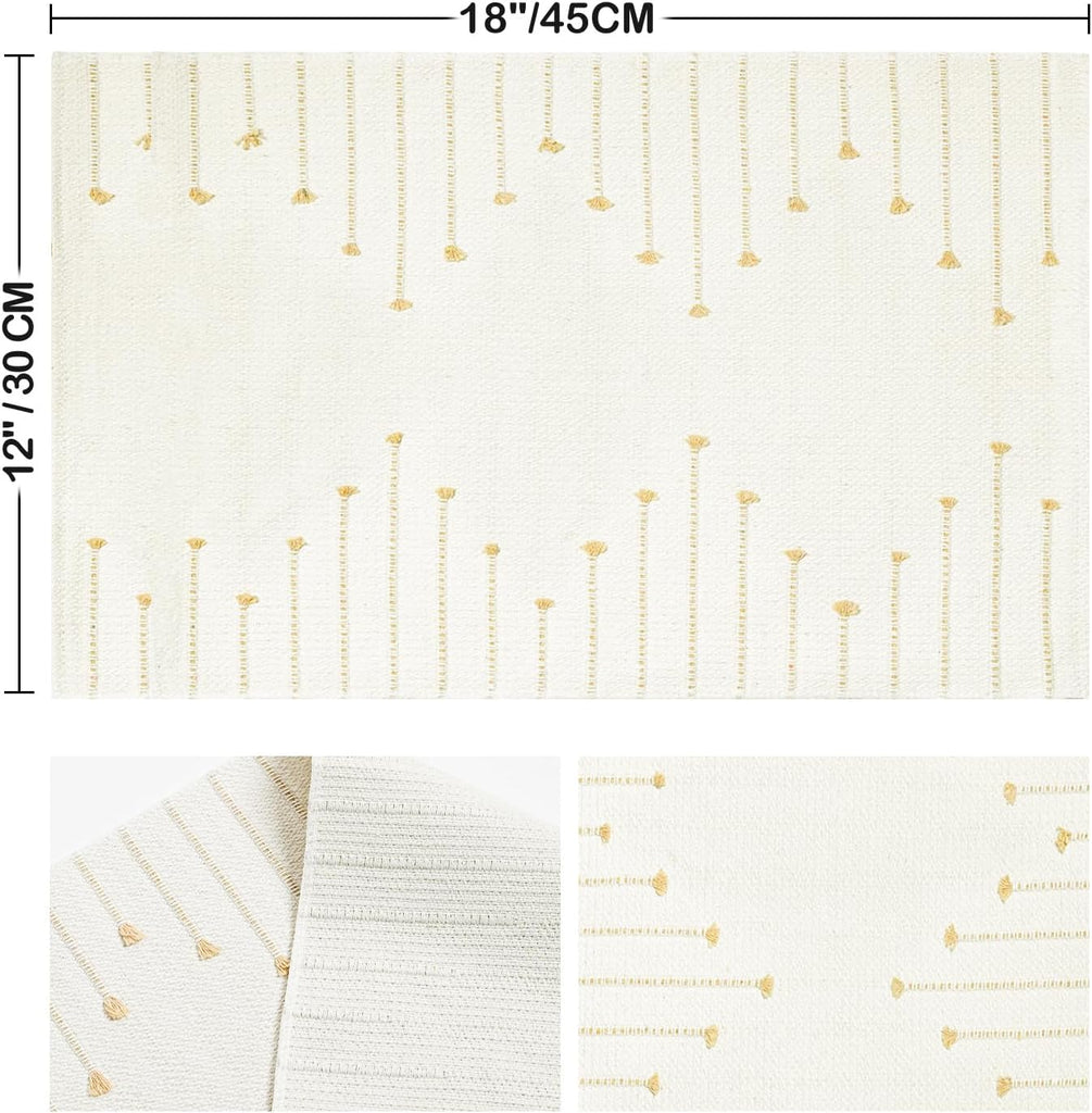 Burlap Brown Farmhouse Woven Rustic Placemats,12x18 Seasonal Holiday Macrame Burlap Kitchen Dining Table - Set of 6