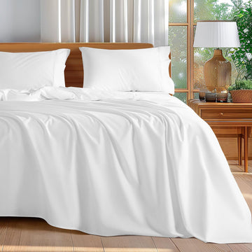 100% Egyptian Cotton Sheets Set (White, California King)
