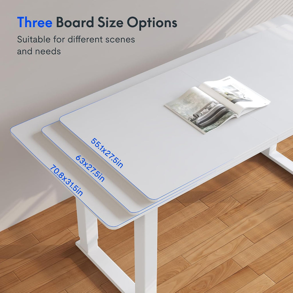 4-Leg Standing Desk, 55"x28", Electric Height Adjustable, White | Stable 4-Leg Frame, Spacious Workspace, Memory LED