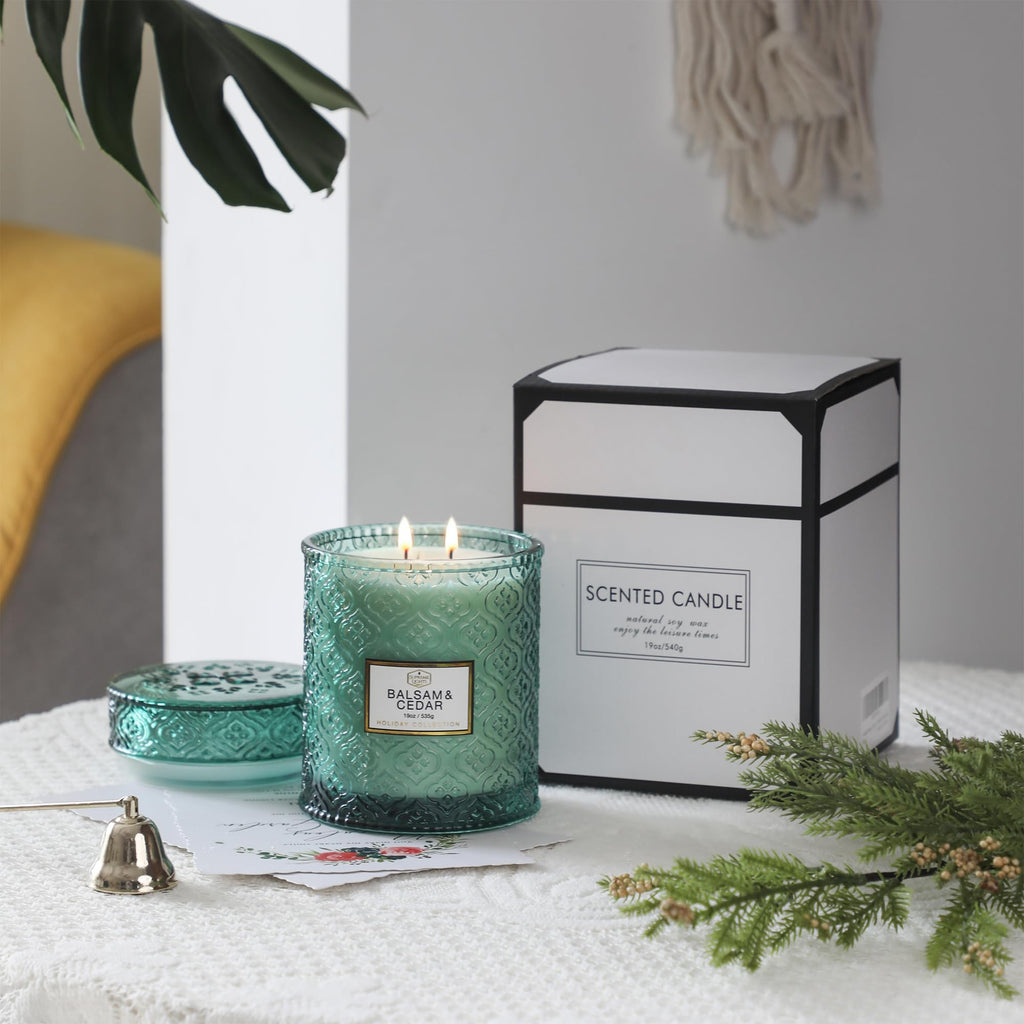 Winter Large Candles, Balsam & Cedar Candle, Candles for Winter Home Decor