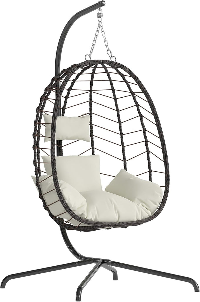 Egg Chair with Stand, Patio Wicker Bifanuo Hanging Chair, Hammock Swing Chair, 350LBS Capacity , Balcony