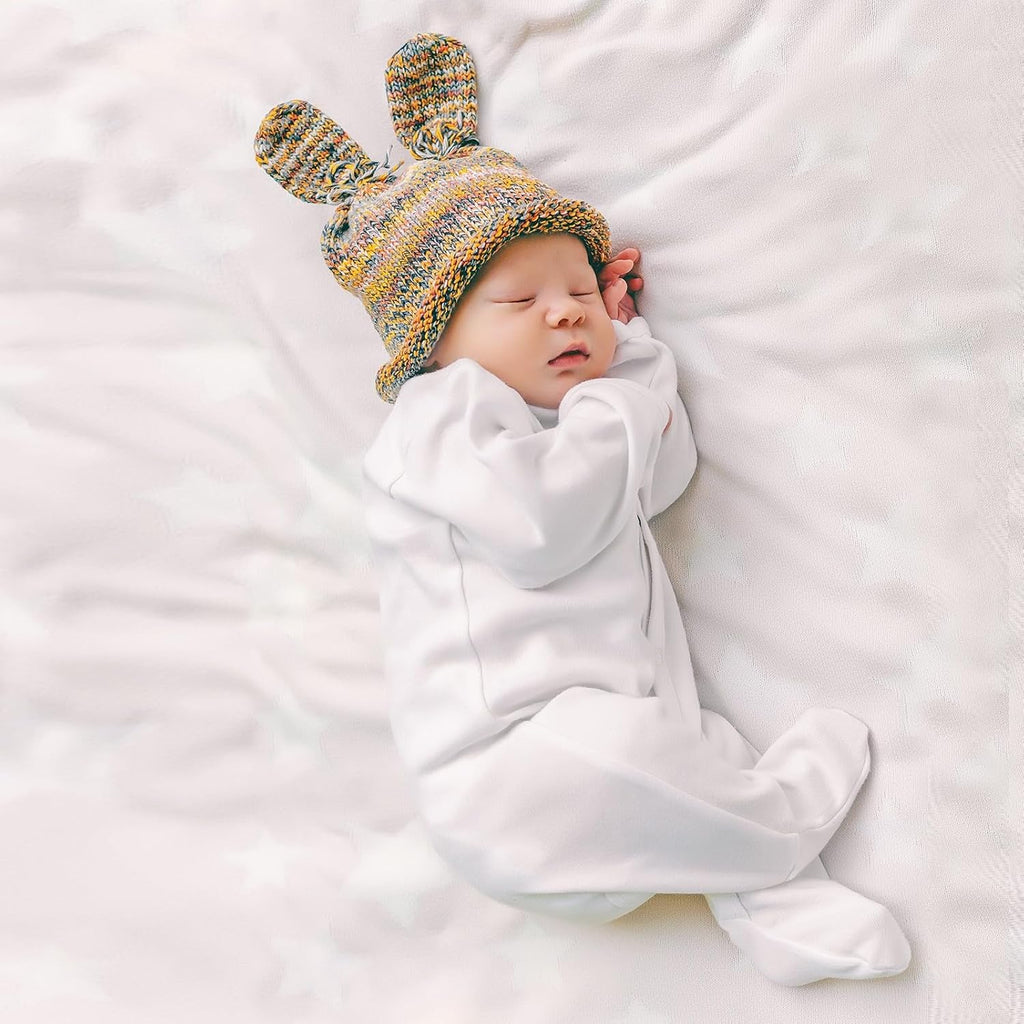 Footie Pajamas with Mitten Cuffs Double Zipper Sleepers Baby Boy Girl Onesie Footed One-Piece Romper 0-6