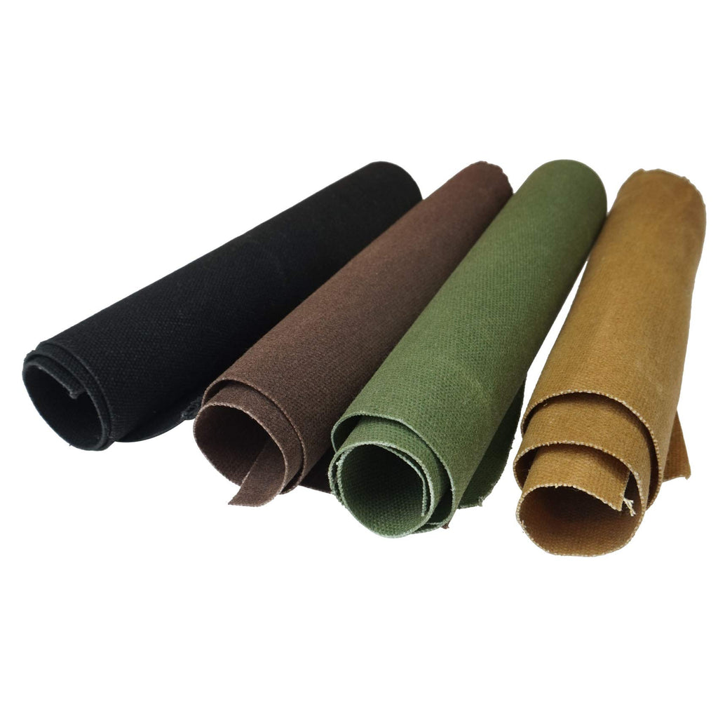 16 OZ Waxed Canvas Duck Fabric by The Yard Craft Upholstery Tan Fabric, 100% Cotton One Yard (Green, 54X58 inch)