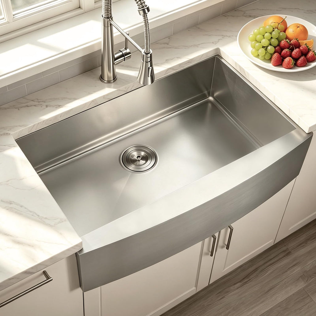 33 Inch Stainless Steel Farmhouse Sink, 33x21 Apron Front Kitchen Sink, 9 Inch Deep 16 gauge Commercial Single Bowl