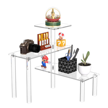 Clear Countertop Corner Organizer Shelf 11.8x11.8x12.4 Inch, 3 Tier Acrylic Bathroom Organizer Corner Shelf for