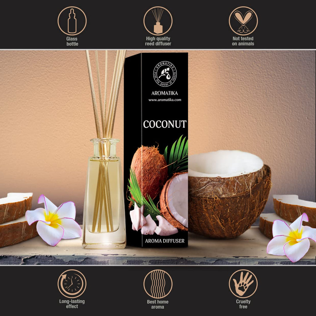 Coconut Aroma Diffuser 3.4 Fl Oz (100ml) - Reed Diffuser - Room Fragrance - Home Fragrance - Air Freshener - Coconut