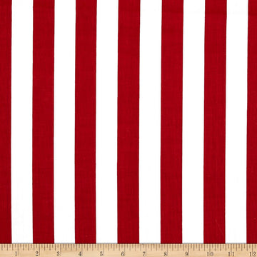Broadcloth Blend Stripe Red/White, Fabric by the Yard