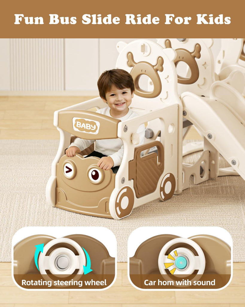 Toddler Slide and Swing Set for Toddlers Age 1-3, Coffee