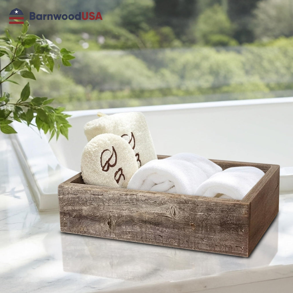 Small Wooden Planter Box, 21x7.5x3, Natural Weathered Gray
