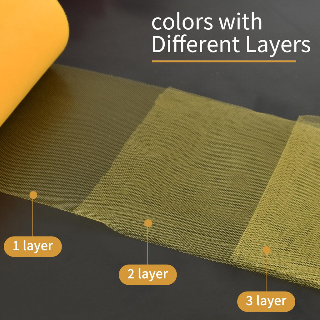Gold Tulle Fabric Rolls 6 Inch by 50 Yards (150 feet) Fabric Spool Tulle Ribbon for DIY Tutu Bow Baby Shower Birthday
