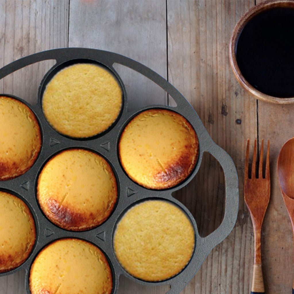 11.2" Pre-seasoned Cast Iron Muffin Pan with Heat Resistant Gloves
