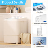 Portable Washing Machine, 16lbs Twin Tub Portable Washer with 9.6Lbs Washer and 6.4Lbs Spinner dryer, Semi-automatic