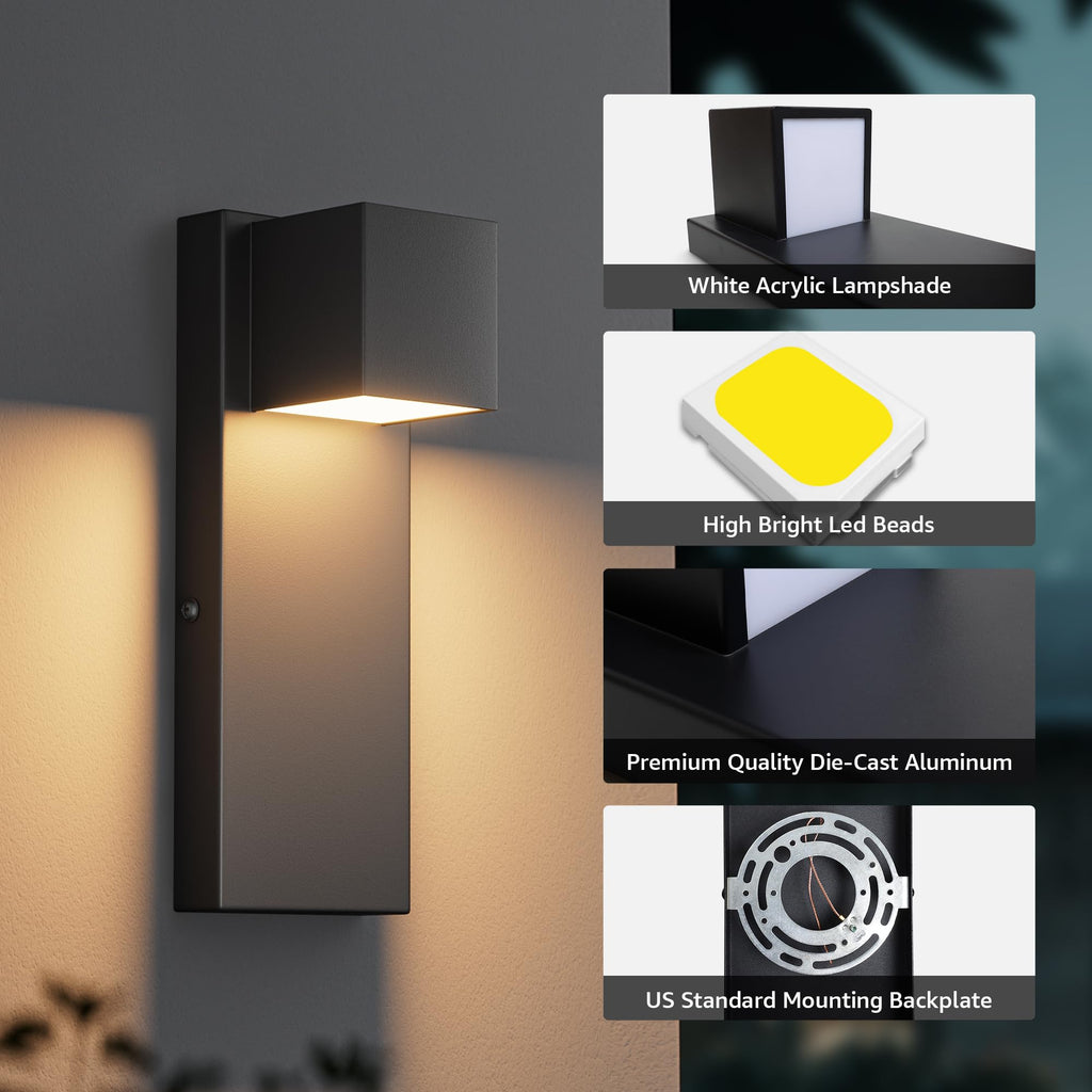 4 Pack 13" Modern Outdoor Led Wall Light, 16W 3000K 1200Lumen Porch & Patio Hardwired Wall Mount Wall Sconces, Exterior