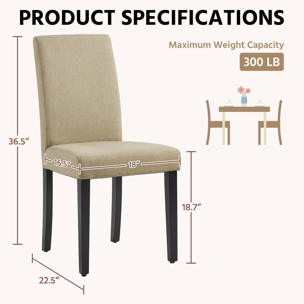 Set of 6 Upholstered Kitchen Chairs Khaki