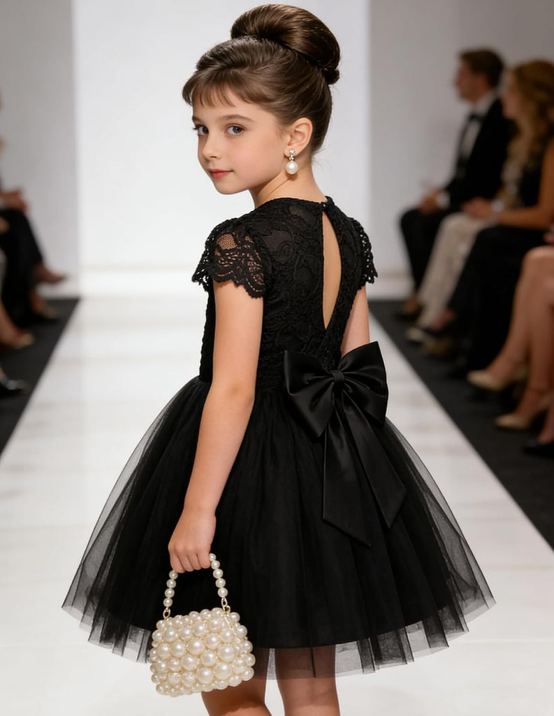 Flower Girl Dress Big Bow Kids Lace Tulle Princess Wedding Gown