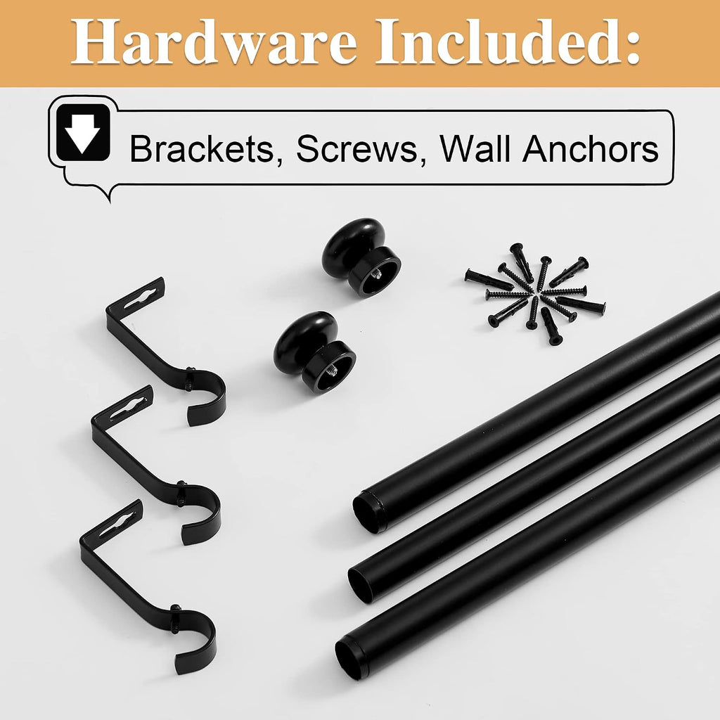 Outdoor Curtain Rod Waterproof Rustproof 1 Inch Heavy Duty | 72-144 inch extra long rod, rust resistant coating