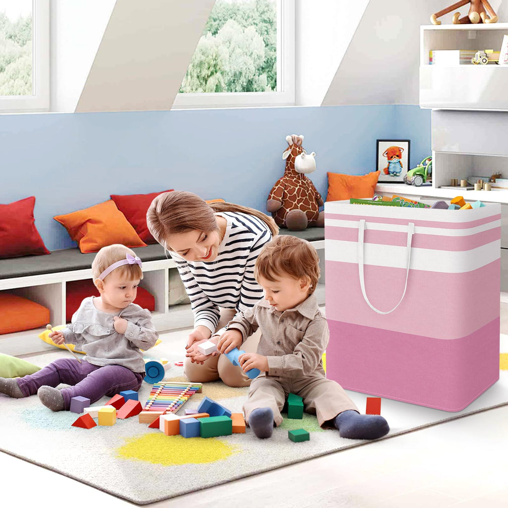Basket Hamper, 125L Collapsible Clothes Storage, Pink