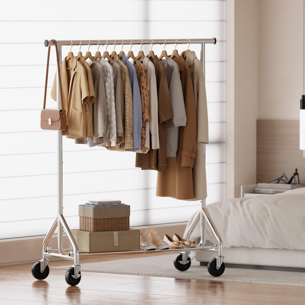 Clothes Rack, Rolling Heavy Duty Clothing Rack Load 380 LBS