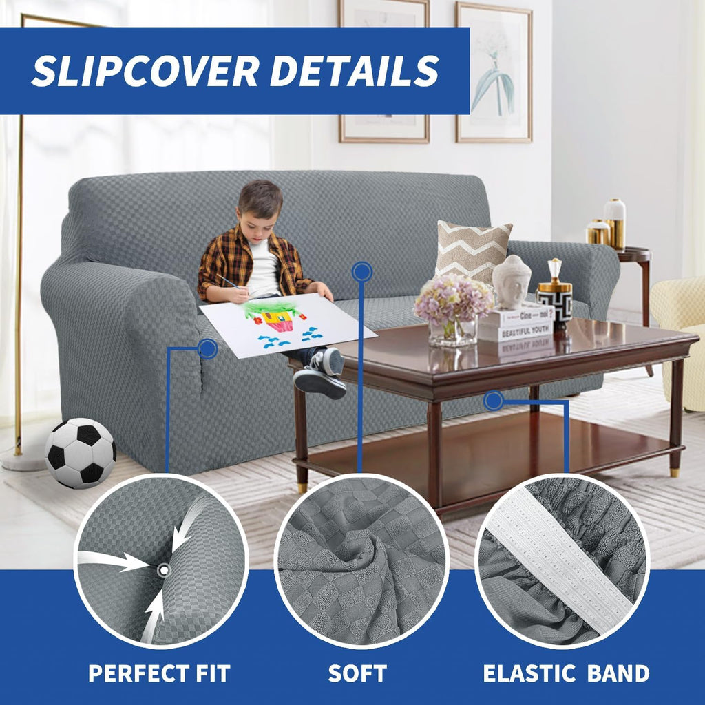 Couch Cover Latest Jacquard Design High Stretch Sofa Covers for 3 Cushion Couch, Pet Dog Cat Proof Slipcover Non Slip