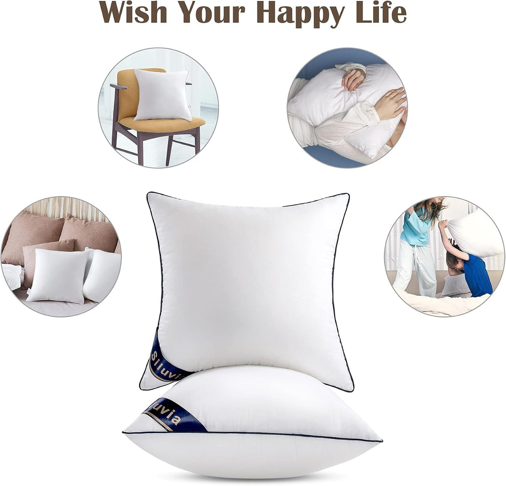 20x20 Down Alternative Pillow Insert 2 Pack, 100% Cotton Cover - Set of 2